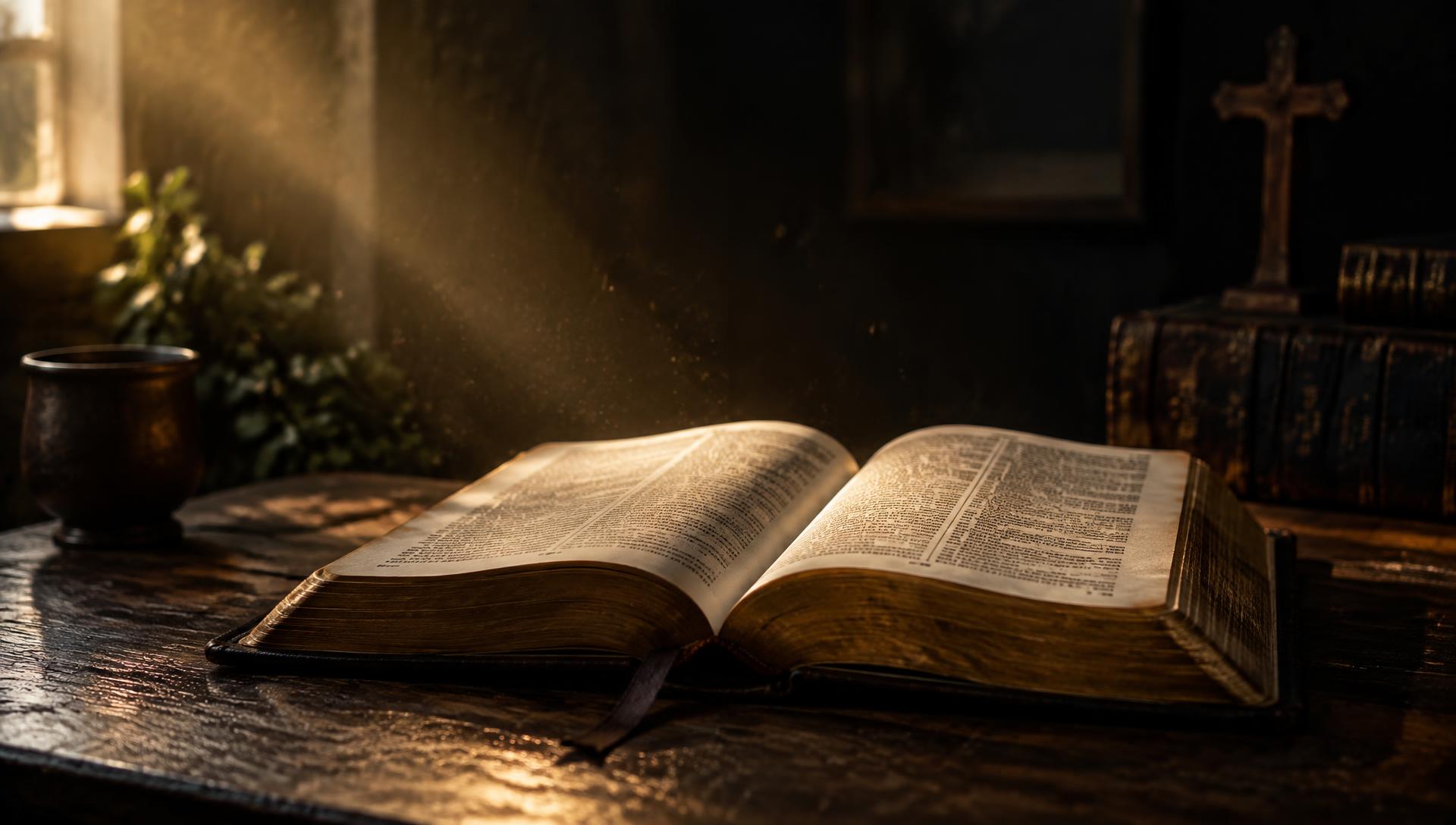 Open Bible in warm light